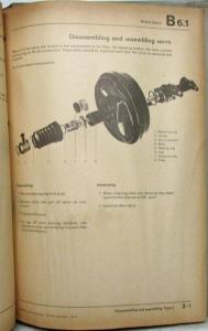 1969 VW Volkswagen Beetle Service Manual Brakes Wheels Tires Hand/Foot Controls