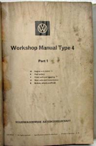 1971 VW Volkswagen Type 4 Factory Original Service Shop Repair Manual Pt 1