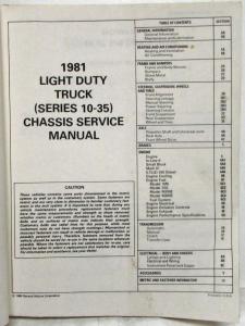 1981 Chevrolet Light Duty Truck Service Shop Repair Manual - Pickup Van Blazer