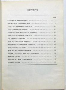 1970 Nissan BW Automatic Transmission Service Shop Manual - President Cedric SSS