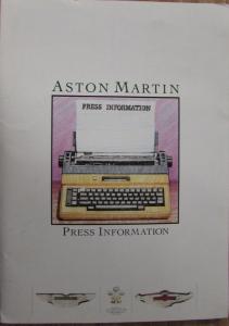 1987 Aston Martin Press Information Kit ORIGINAL Printed in England