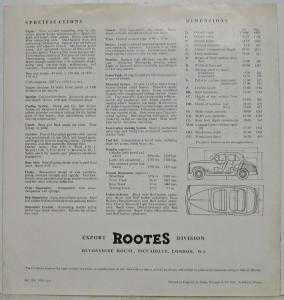 1951 Humber Hawk Greater Power Comfort and Elegance Sales Folder