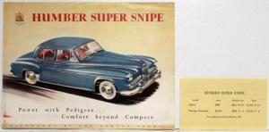 1954 Humber Super Snipe Power with Pedigree Sales Folder with Price Sheet