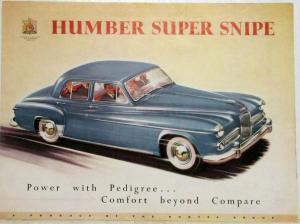 1954 Humber Super Snipe Power Pedigree Sales Folder with Price Sheet - Export