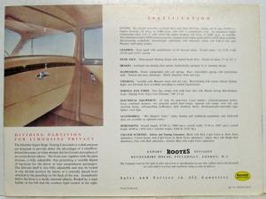 1954 Humber Super Snipe Power Pedigree Sales Folder with Price Sheet - Export