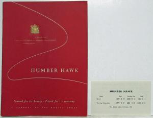 1954 Humber Hawk Prized for its Beauty Sales Brochure with Price Sheet