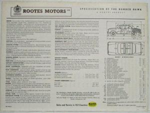 1958 Humber Hawk Sales Brochure - UK
