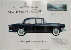 1962 Humber Super Snipe Large Fold-Out Sales Brochure - Export