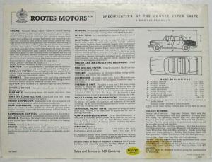 1959-1960 Humber Super Snipe Sales Folder - Saloon Limousine Estate Car - UK