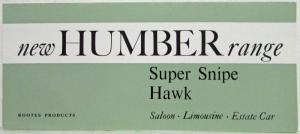 1960 Humber Super Snipe and Hawk Sales Folder - Saloon Limousine Estate Car - UK