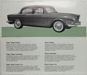 1960 Humber Super Snipe and Hawk Sales Folder - Saloon Limousine Estate Car - UK