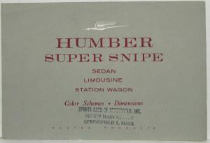 1960 Humber Super Snipe Color Schemes and Dimensions Sales Folder - USA Market
