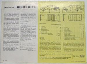 1958 Humber Hawk A Spacious Luxury Car Sales Folder with Price Sheet - UK