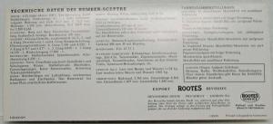 1964 Humber Spectre Sales Folder - German