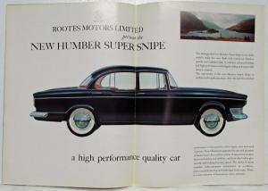 1962 Humber Super Snipe Large Fold-Out Sales Brochure - UK