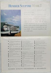 1965-1967 Humber Sceptre Mark 2 Powerful 1725 Engine Sales Folder Brochure - UK