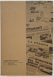 1974 Hyundai Compilation of Magazine and Newspaper Reprints - Turin Motor Show