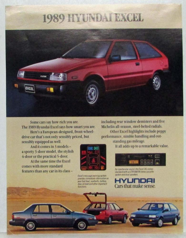 1989 Hyundai Excel Spec Sheet