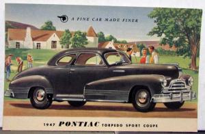 1947 Pontiac Torpedo Sport Coupe A Fine Car Made Finer NOS Mailer Postcard