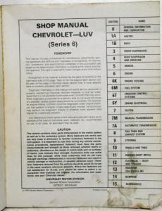 1977 Chevrolet LUV Series 6 Service Shop Repair Manual