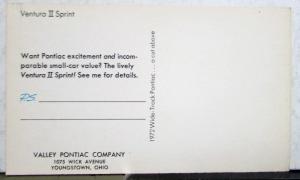 1971 Pontiac Ventura II Sprint Small Car Value NOS Mailer Postcard Original