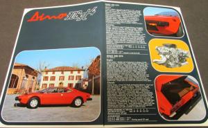1974 Ferrari Dealer Sales Brochure Folder English & Italian Text Dino 308GT4