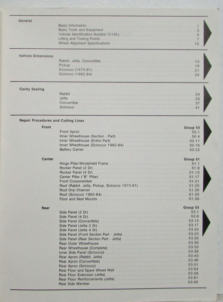 19751984 Volkswagen Body Repair Information Manual