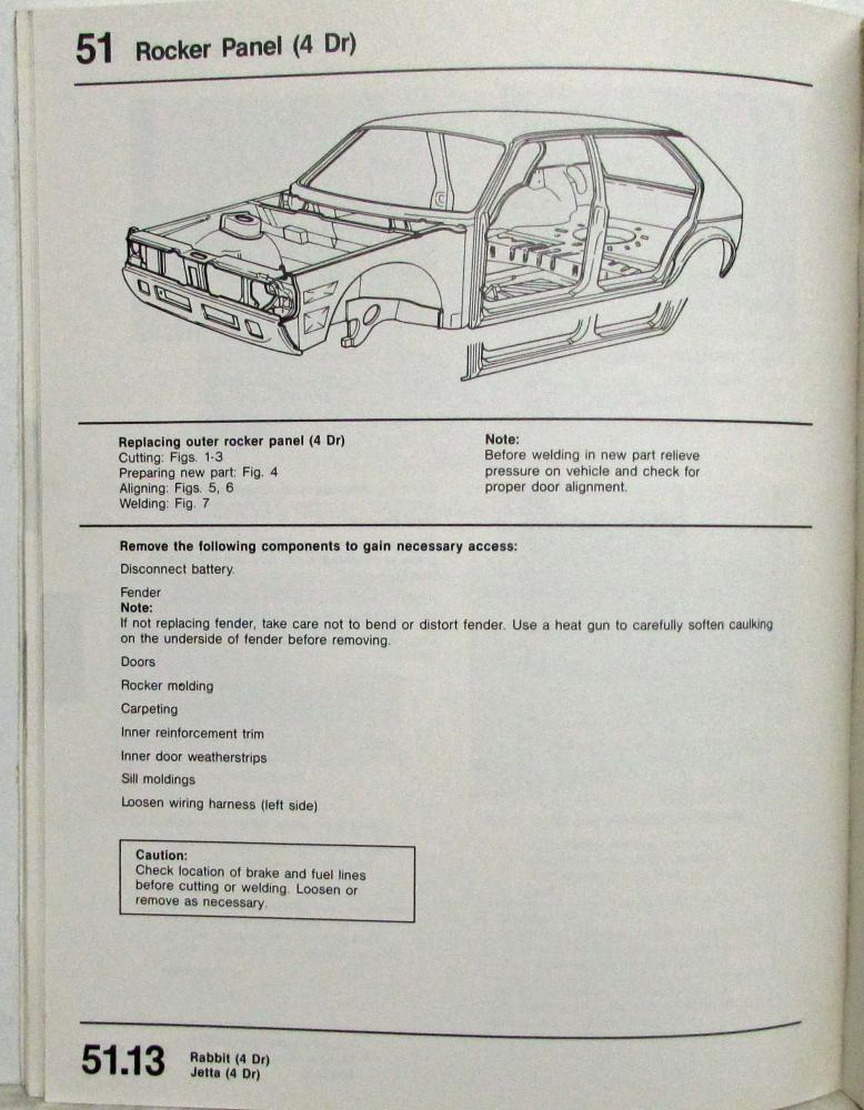 19751984 Volkswagen Body Repair Information Manual