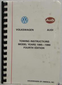 1985-1990 Volkswagen Audi Towing Instructions - VW GTI Corrado Audi Coupe 5000