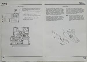 1990 Volkswagen VW Cabriolet Airbag Service Training Self Study Publication