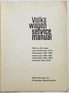 1966-1968 Volkswagen VW 1300 1500 Owners Service Repair Manual