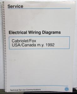 1992 Volkswagen VW Electrical Wiring Diagrams - Cabriolet Fox