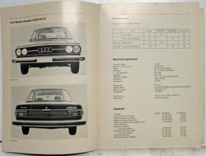 1975 Audi 100 LS - Audi Fox Model Changes Service Info Brochure with Extra Pages