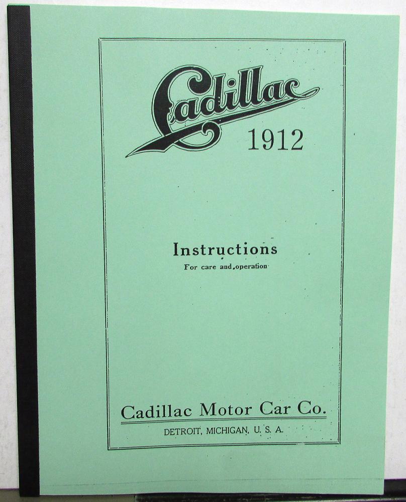 1912 Cadillac Owners Manual Care & Operation Instructions Booklet