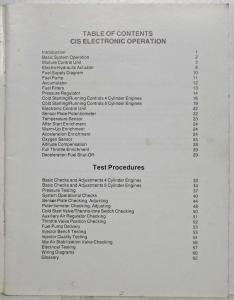 1984 Audi CIS Electronic Fuel Injection System Service Training Information