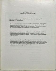 1984 Audi CIS Electronic Fuel Injection System Service Training Information