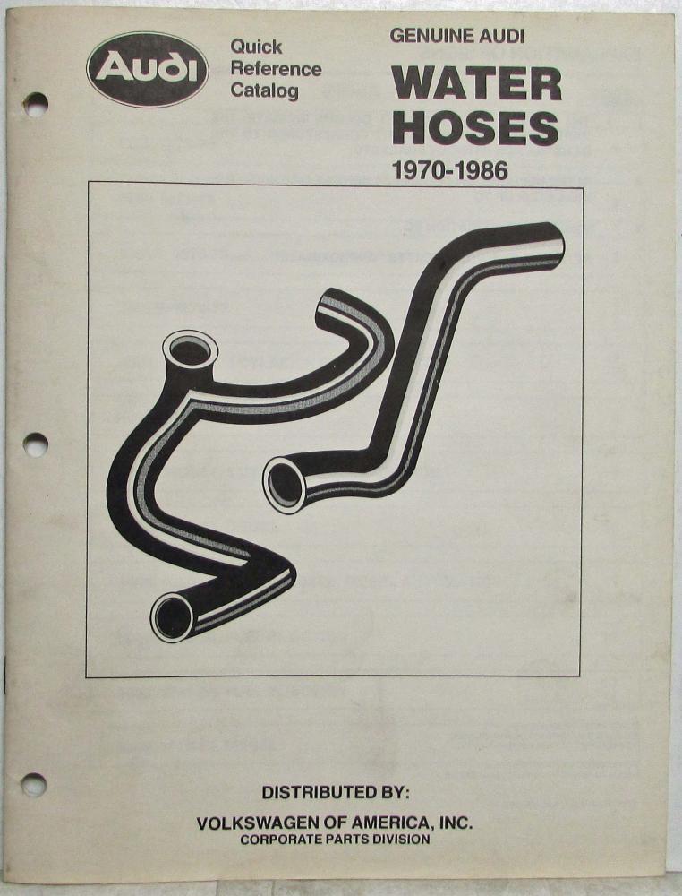 19701986 Audi Water Hoses Quick Reference Parts Catalog