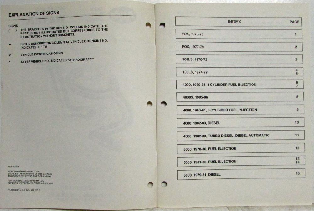 19701986 Audi Water Hoses Quick Reference Parts Catalog