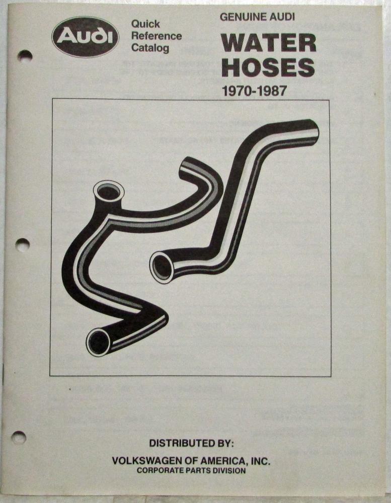 19701987 Audi Water Hoses Quick Reference Parts Catalog