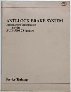 1986 Audi Anti-Lock Brake System Intro Service Training Info - 5000 CS Quattro