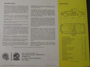 1967 1968 ? NOS MG MGB Color Sales Brochure
