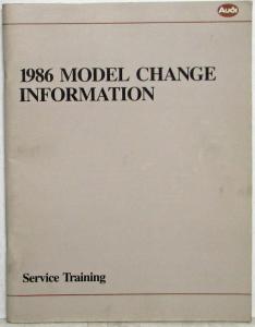 1986 Audi Model Change Information Service Training Information