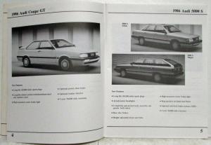 1986 Audi Model Change Information Service Training Information