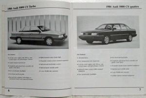 1986 Audi Model Change Information Service Training Information