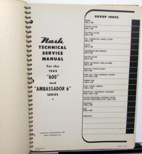 1949 Nash 600 Ambassador 6 Technical Shop Service Repair Manual Original