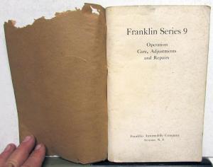 1917-1919 Franklin Series Nine Instruction Book Owners Manual