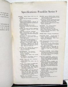 1917-1919 Franklin Series Nine Instruction Book Owners Manual