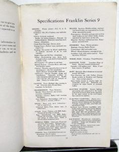 1917-1919 Franklin Series Nine Instruction Book Owners Manual