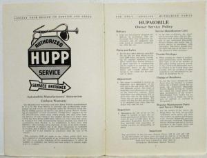 1938 Hupmobile Six Series E-822 Owners Reference Book Manual