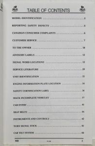 1995 Mack MR Series Trucks Operators Handbook Owners Manual